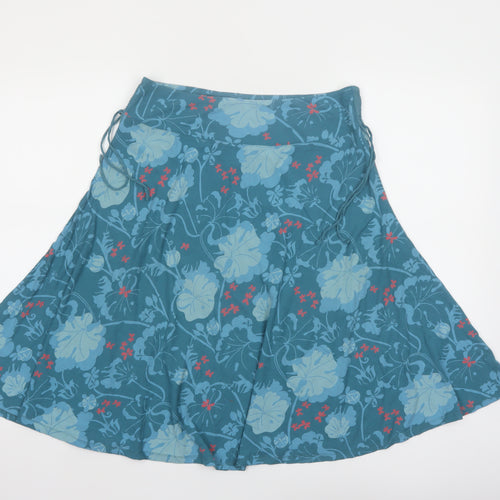 White Stuff Womens Blue Floral A-Line Knee Length Skirt Size 12