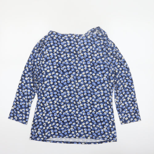 Viyella Women’s Blue Floral Cowl Neck Tunic Top M 3/4 Sleeve