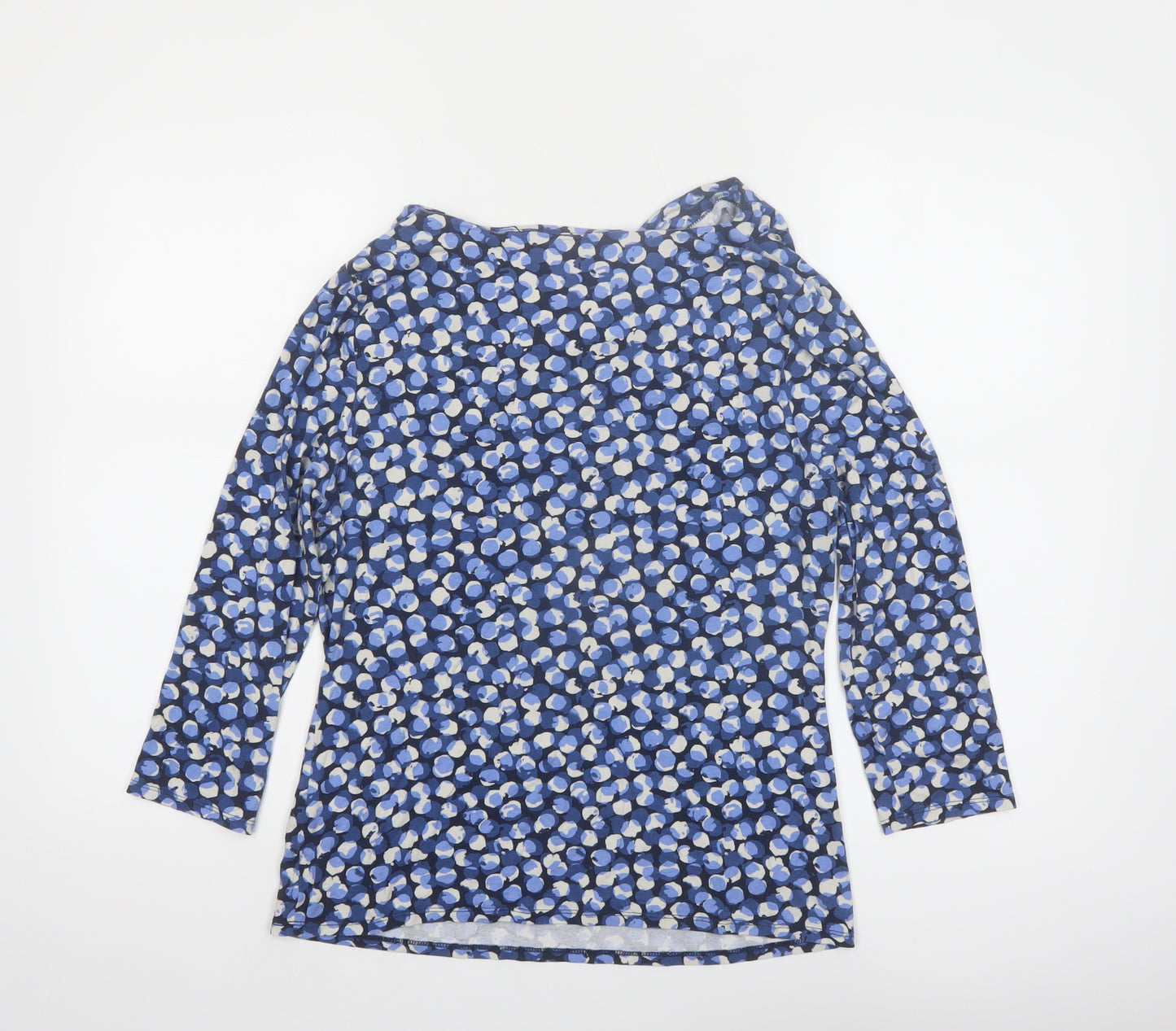 Viyella Women’s Blue Floral Cowl Neck Tunic Top M 3/4 Sleeve