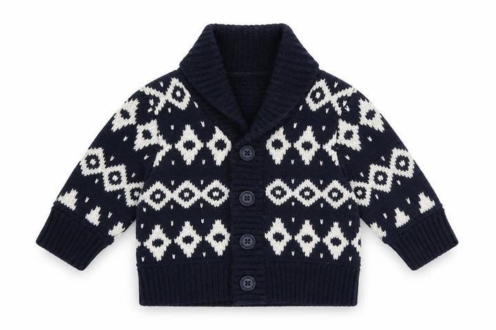 Baby Gap Unisex Black Geometric Knit Hooded Cardigan 0-3 Months