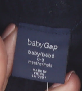 babyGap Unisex Black Geometric Knit Hooded Cardigan 0-3 Months
