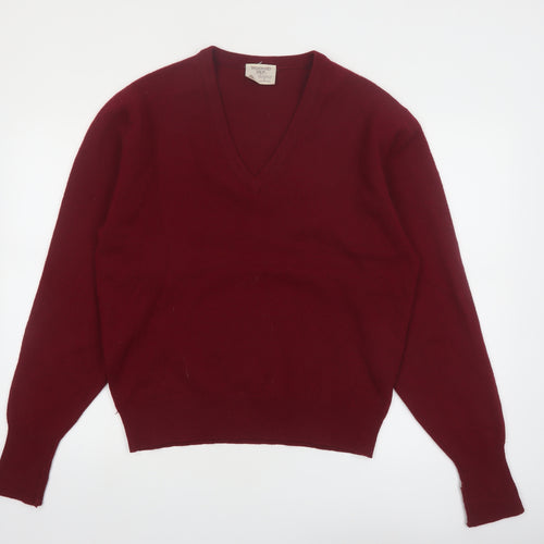Woodward Shop Men's Red Wool V-Neck Pullover Jumper Size L