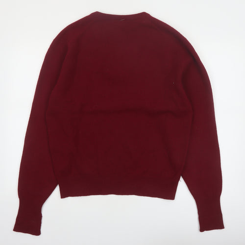 Woodward Shop Men's Red Wool V-Neck Pullover Jumper Size L