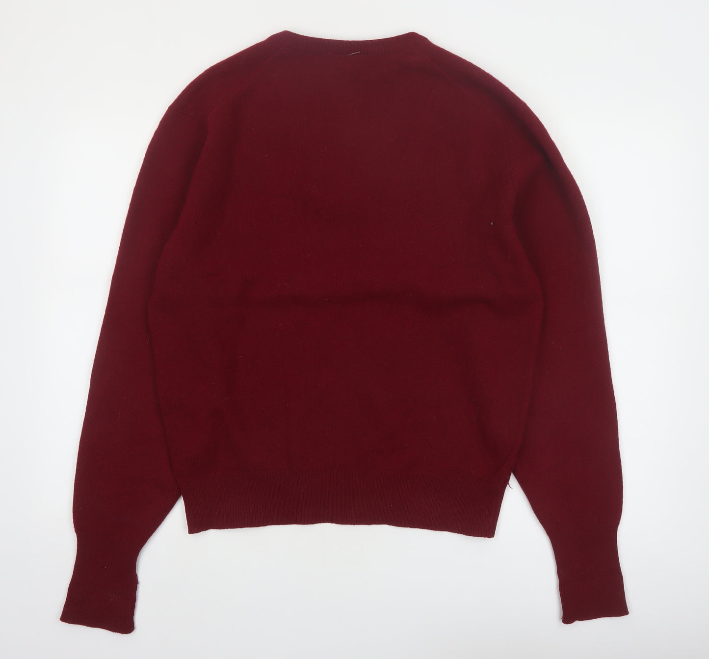 Woodward Shop Men's Red Wool V-Neck Pullover Jumper Size L