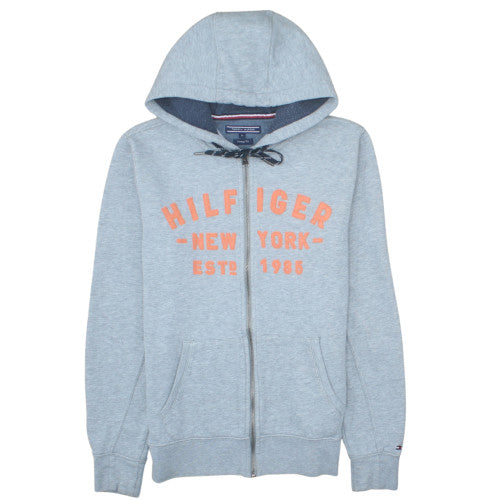 Tommy Hilfiger Women Grey Full Zip Hoodie Size M Vintage Fit