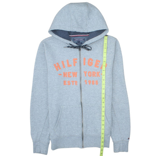 Tommy Hilfiger Women Grey Full Zip Hoodie Size M Vintage Fit