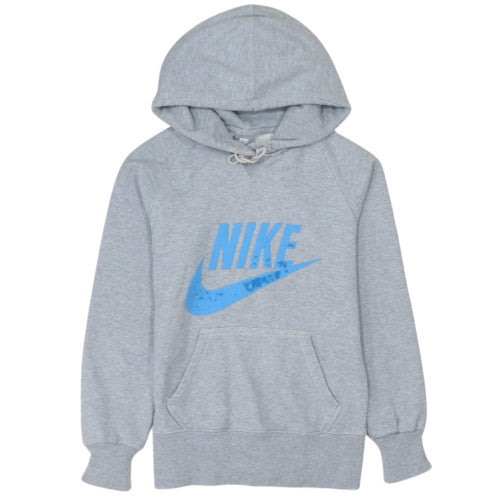 Nike Girls Grey Hoodie M Graphic Pullover 100% Cotton Sportswear