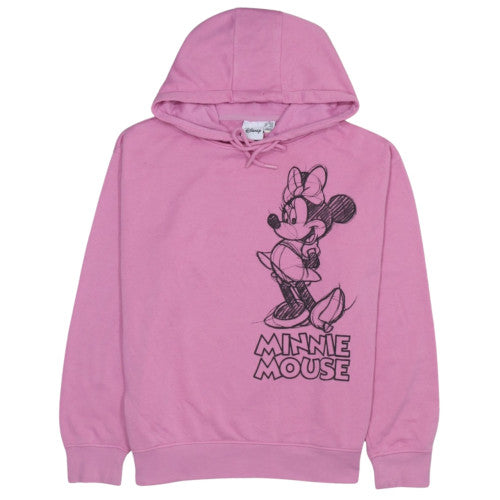 Disney Women Pink Minnie Mouse Hoodie Medium 12/14 Pullover Hooded Sweatshirt