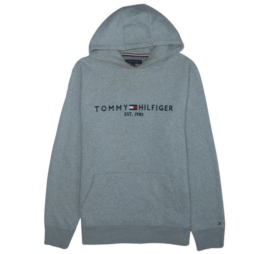 Tommy Hilfiger Men's Grey XL Pullover Hoodie Embroidered Logo