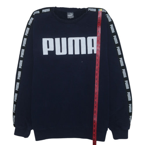 Puma Men's Blue 2XL Crew Neck Logo Pullover Sweatshirt