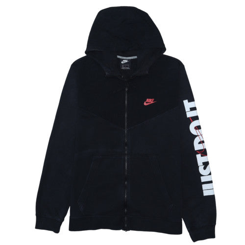 Nike Men's Black Full Zip Hoodie L - Just Do It Graphic Sweatshirt