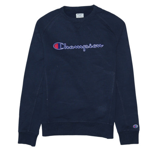 Champion Men's Blue Small Pullover Sweatshirt Logo Crew Neck