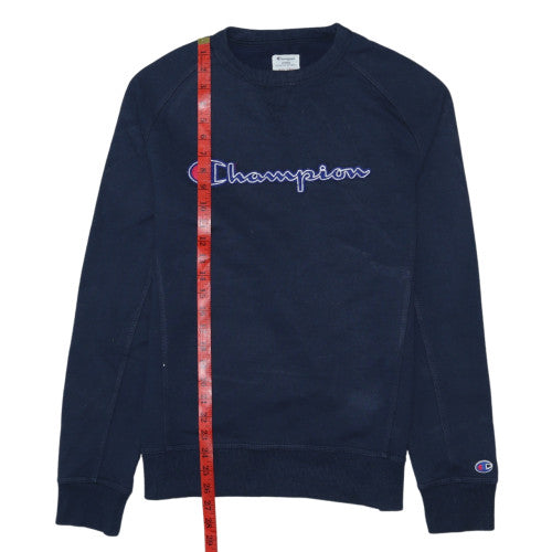 Champion Men's Blue Small Pullover Sweatshirt Logo Crew Neck