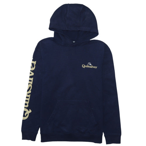 Quiksilver Boys Blue Pullover Hoodie Size 14 Years Hooded Fleece Logo Sweatshirt