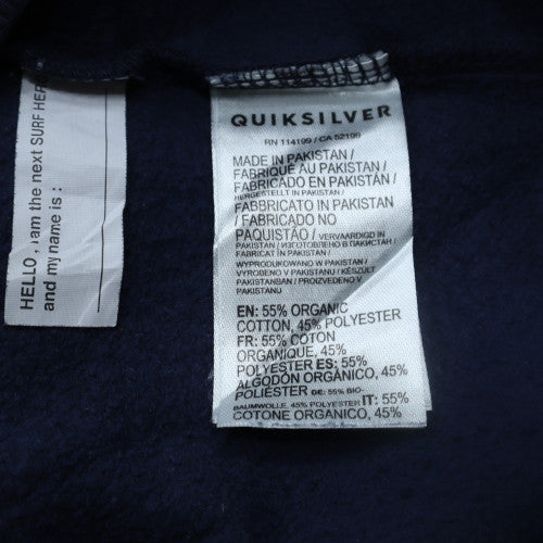Quiksilver Boys Blue Pullover Hoodie Size 14 Years Hooded Fleece Logo Sweatshirt