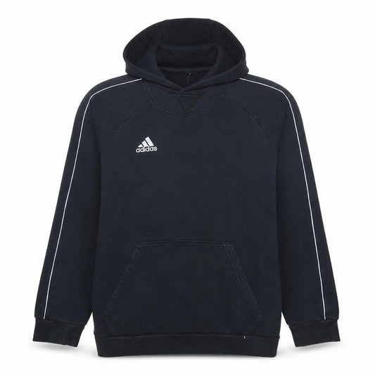 Front view of Adidas Men's Black Pullover Hoodie, size L, Sports Fleece Sweatshirt