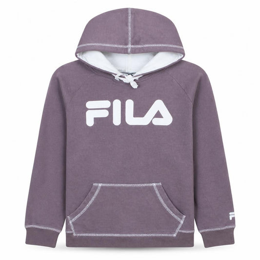 Front view of Fila girls’ purple hooded pullover sweatshirt, size 12, cotton blend