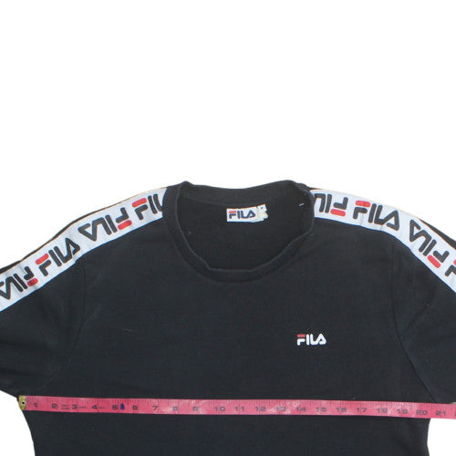 FILA Men’s Black Logo Tape Crew Neck Pullover Sweatshirt Size M