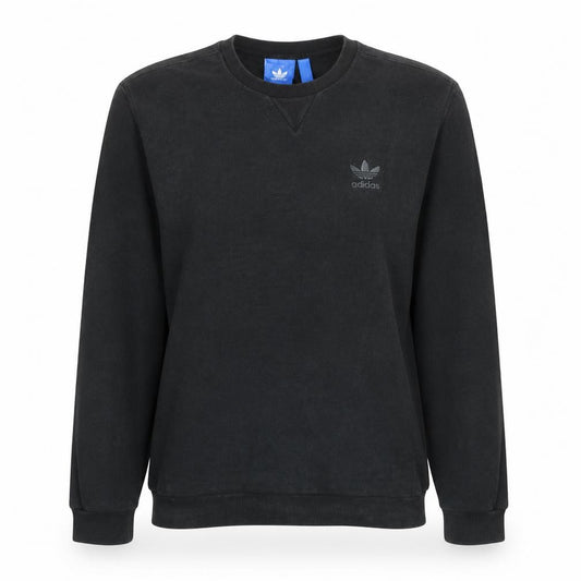 Front view of Adidas women’s black crew neck pullover sweatshirt, size M
