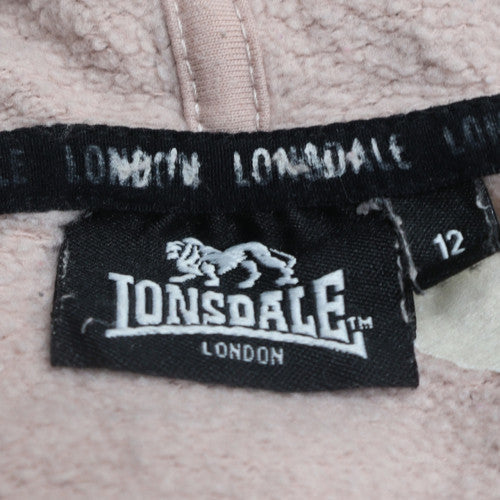 Lonsdale London Womens Pink Pullover Hoodie Size 12 Cotton Blend