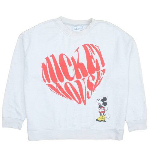 Disney Women White Mickey Mouse XL Sweatshirt Crew Neck Pullover