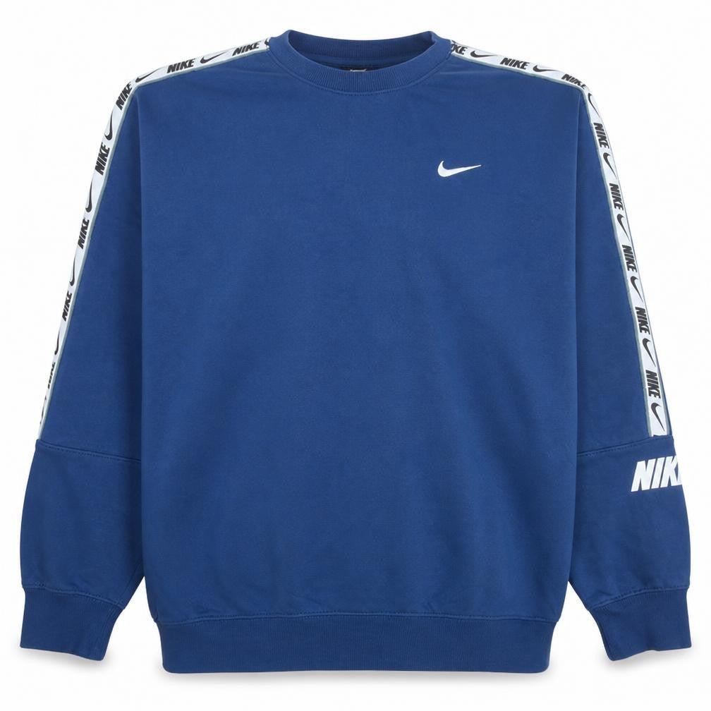 Front view of Nike Men Blue Logo Crew Neck Pullover Sweatshirt L Classic Fit