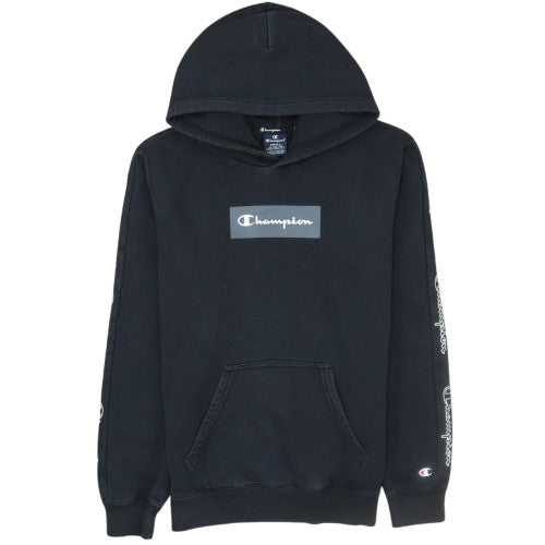 Champion Men's Black Pullover Hoodie Small Logo Fleece Sweatshirt