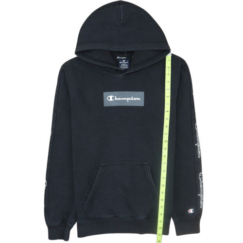 Champion Men's Black Pullover Hoodie Small Logo Fleece Sweatshirt