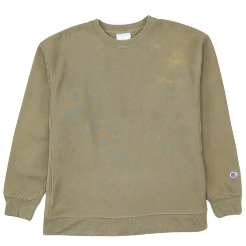 Champion Women Khaki Reverse Weave Sweatshirt L Cotton Blend Casual