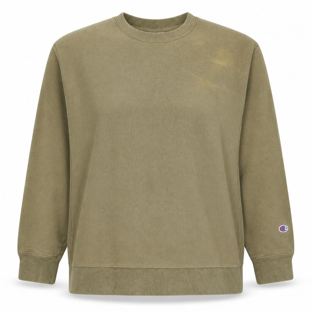 Champion Women Khaki Reverse Weave Sweatshirt L Cotton Blend Casual