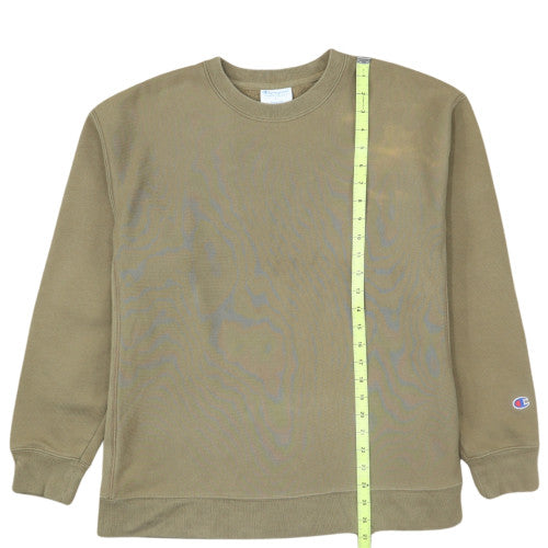 Champion Women Khaki Reverse Weave Sweatshirt L Cotton Blend Casual