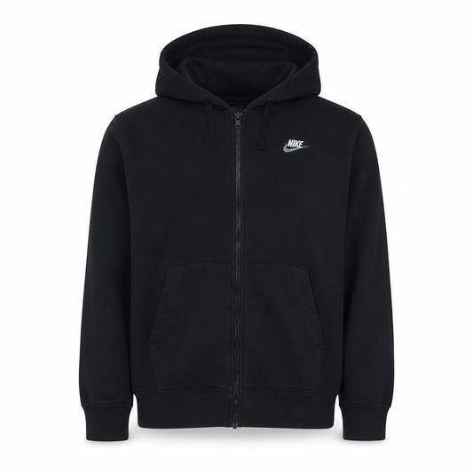 Front view of Nike Men's Black Full Zip Hoodie S Fleece Sportswear