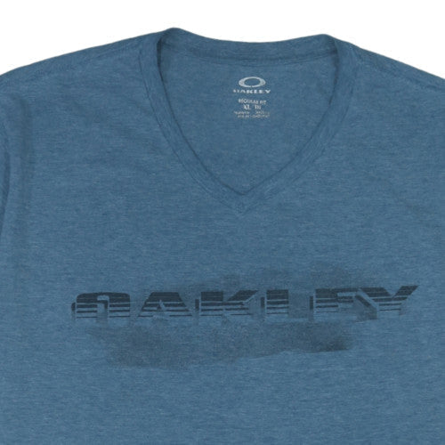 Oakley Men’s Blue V-Neck Regular Fit Graphic T-Shirt XL