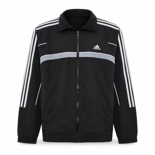 Adidas Men's Black Polyester Track Jacket Size M Full Zip Windbreaker