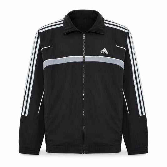 Adidas Men's Black Polyester Track Jacket Size M Full Zip Windbreaker