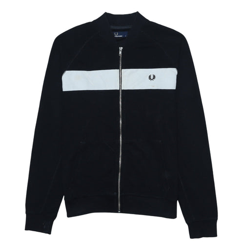 Fred Perry Men’s Black Track Jacket M Colourblock Full Zip Cotton Blend