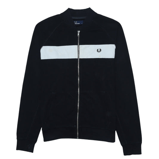 Fred Perry Men’s Black Track Jacket M Colourblock Full Zip Cotton Blend
