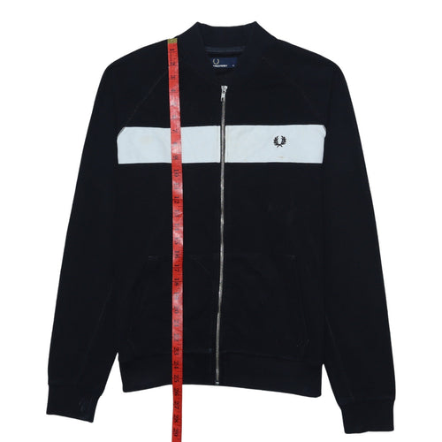 Fred Perry Men’s Black Track Jacket M Colourblock Full Zip Cotton Blend
