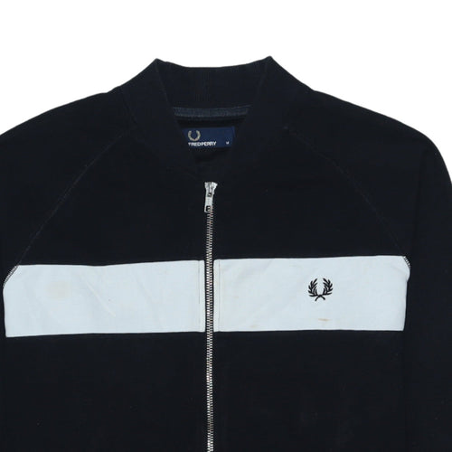 Fred Perry Men’s Black Track Jacket M Colourblock Full Zip Cotton Blend