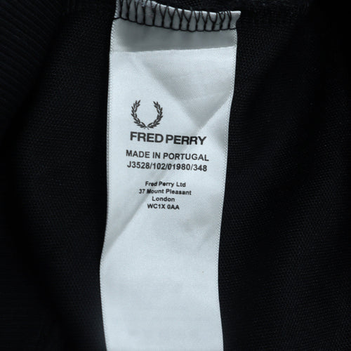 Fred Perry Men’s Black Track Jacket M Colourblock Full Zip Cotton Blend