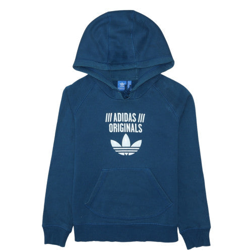Adidas Originals Blue Women's Pullover Hoodie Size 10 Cotton Blend