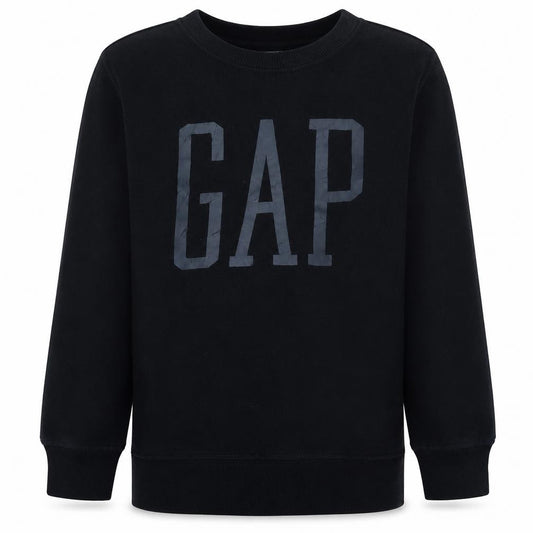 Front view of Gap girls’ black logo pullover sweatshirt, size 14, years crew neck fleece