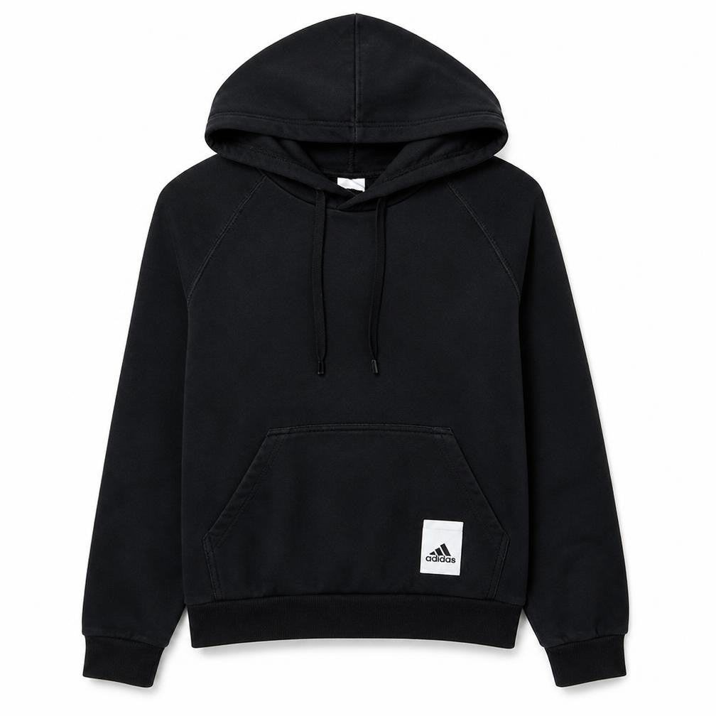Front view of Adidas Women's Black Pullover Hoodie XS Hooded Sweatshirt