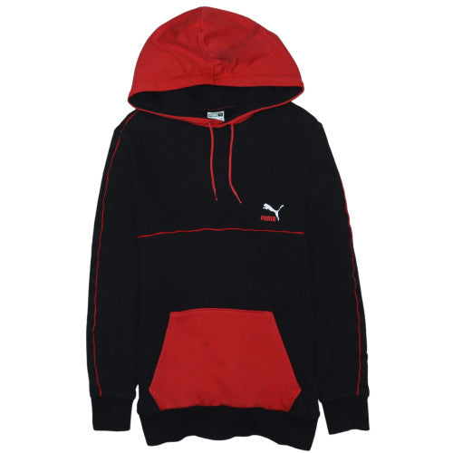 Puma Mens Black Red Pullover Hoodie Size S Logo Fleece Sweatshirt