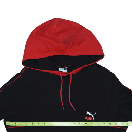 Puma Mens Black Red Pullover Hoodie Size S Logo Fleece Sweatshirt