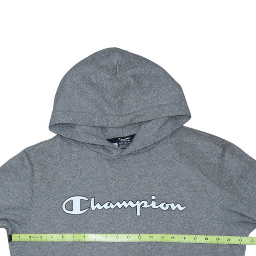 Champion Men's Grey Pullover Hoodie M Regular Fit Logo Fleece