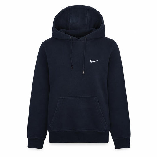 Front view of Nike Women Navy Blue Pullover Hoodie, size S, Lined Fleece