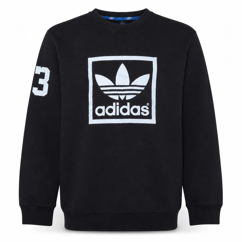 Adidas Mens Black Pullover Sweatshirt M Crew Neck Logo Sportswear