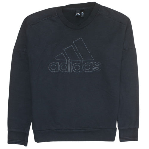 Adidas Mens Black L Pullover Sweatshirt Crew Neck Cotton Logo Top
