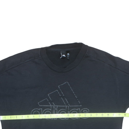 Adidas Mens Black L Pullover Sweatshirt Crew Neck Cotton Logo Top